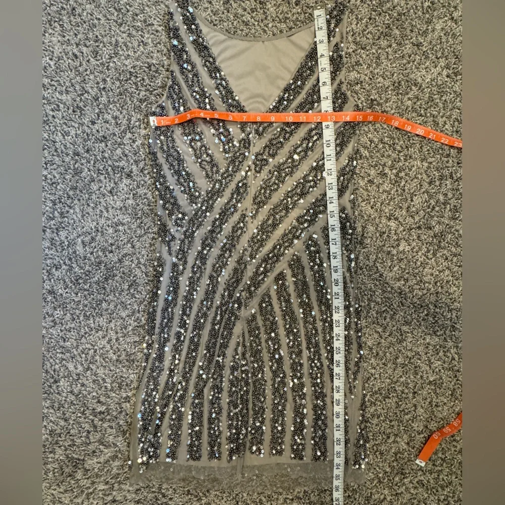 Adrianna Papell Black Sequin Sleeveless Mini Dress - Picture 6 of 6